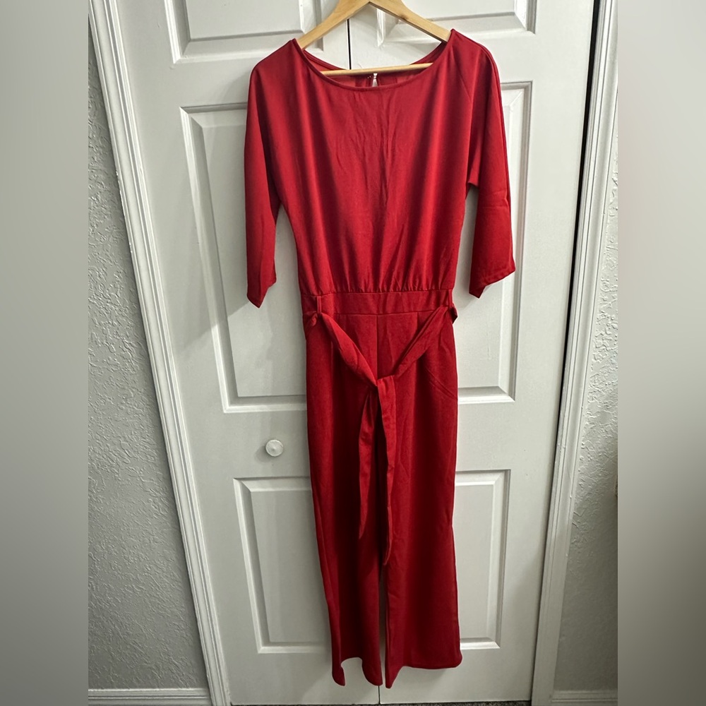 Happy Sailed Three Quarter Sleeve Romper Wide Leg Pant Jumpsuit w/Belt  *Medium*